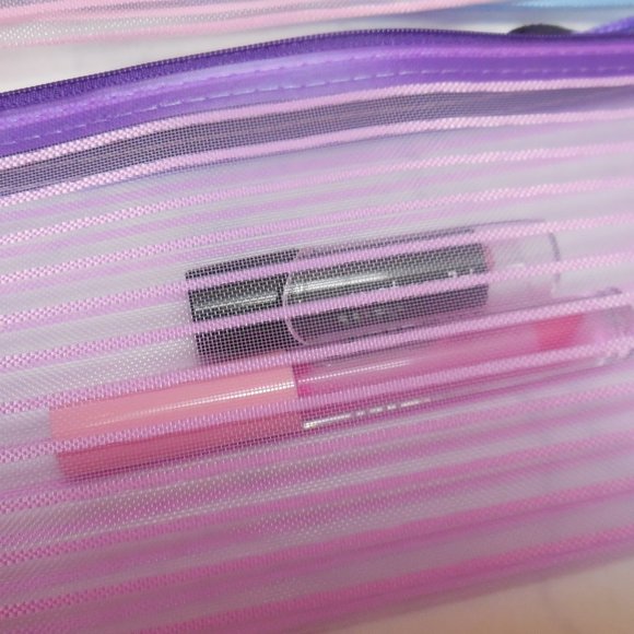 Cosmetic Pouch set of 5 travel makeup toiletry bag see-through 9" x 4.5" - Picture 3 of 6